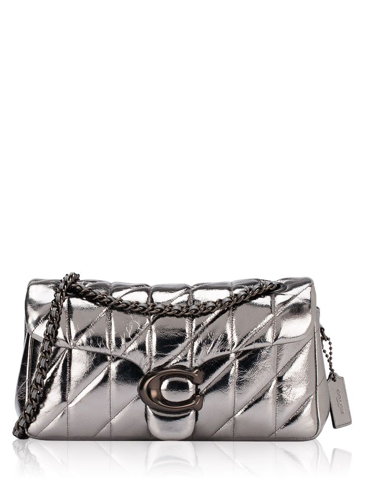 CW594 Tabby 26 Metallic Quilted Shoulder Bag Dark Silver