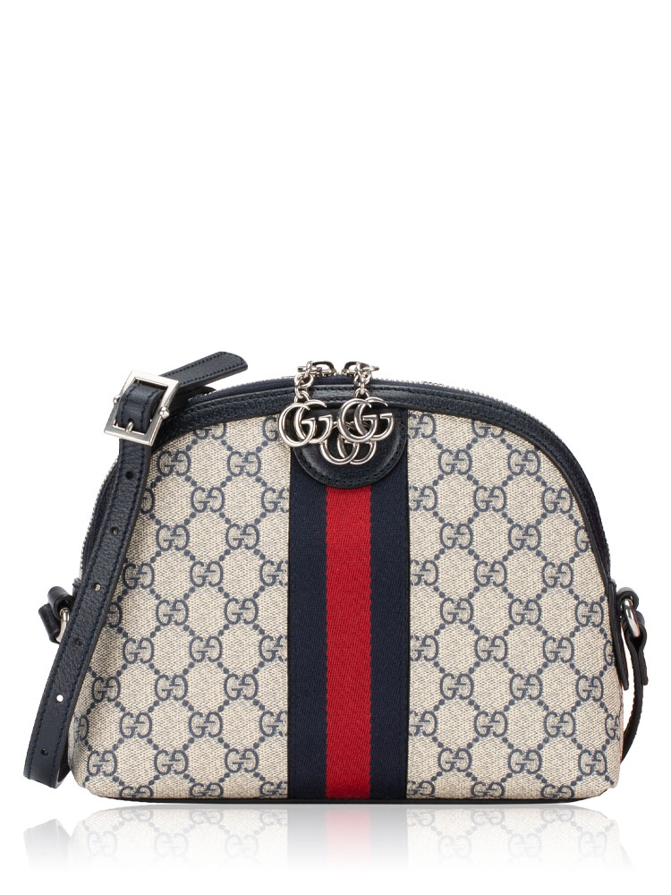 GG Supreme Web Ophidia Small Dome Shoulder Bag Beige Blue