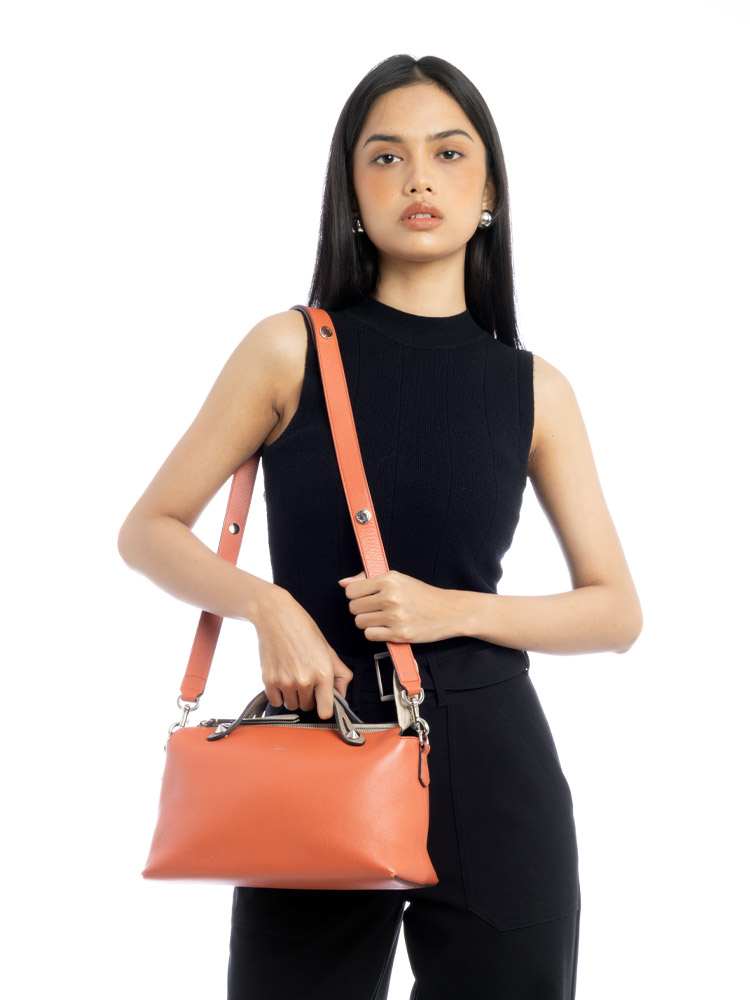 Calfskin Small By The Way Tricolor Orange Beige Grey
