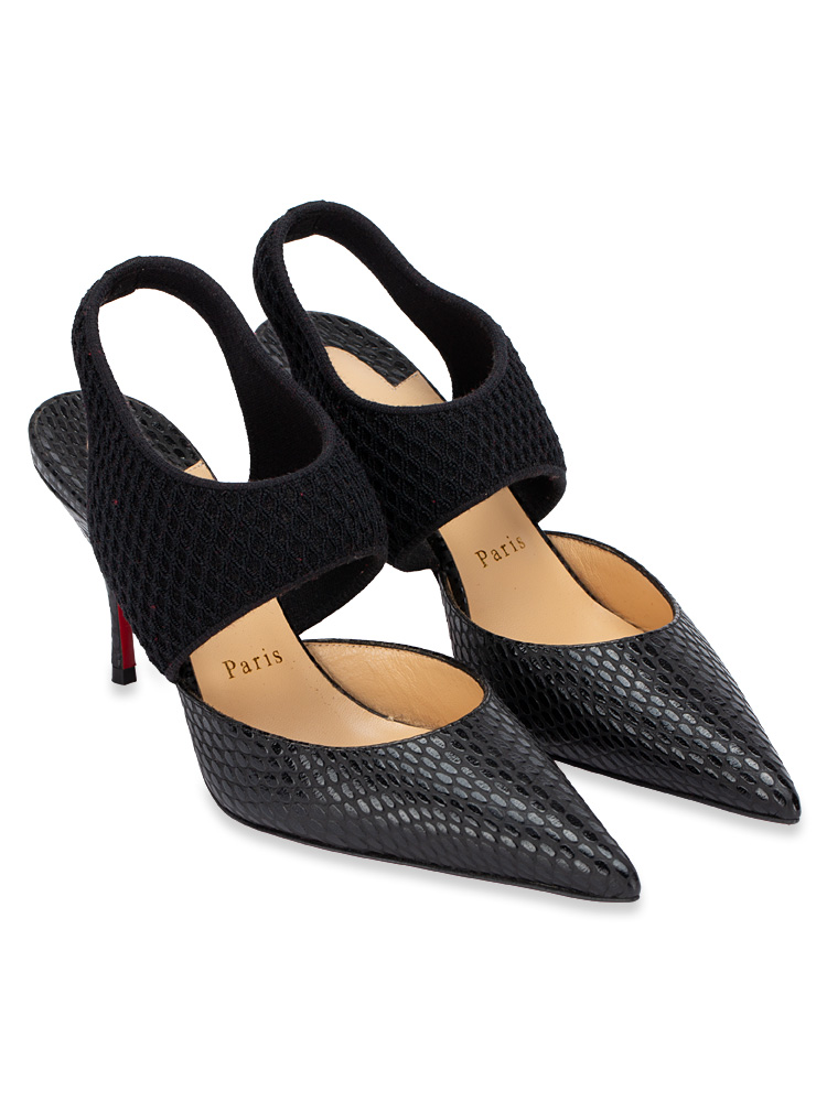 Calfskin Georgette 80mm Pump Black Sz 36.5