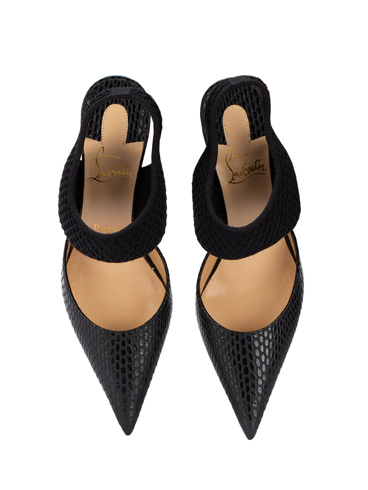 Calfskin Georgette 80mm Pump Black Sz 36.5