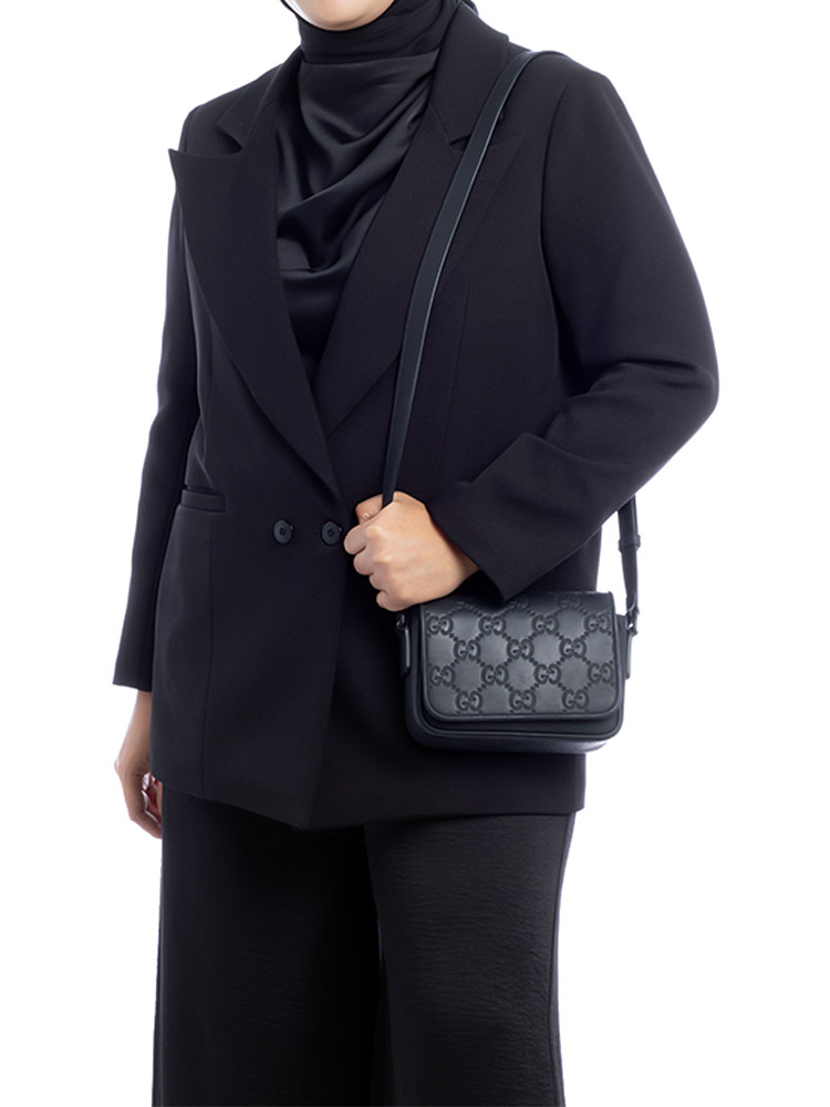 Calfskin Guccissima Super Mini Camera Bag Black