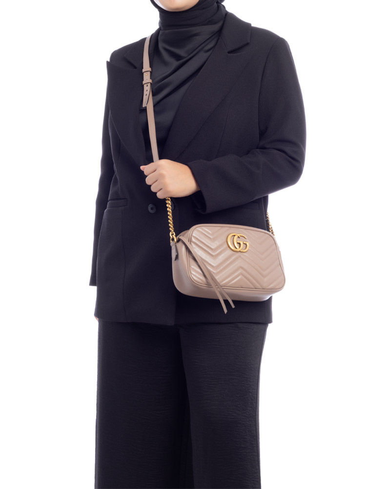  GG Marmont Matelasse Small Camera Bag Porcelain Rose