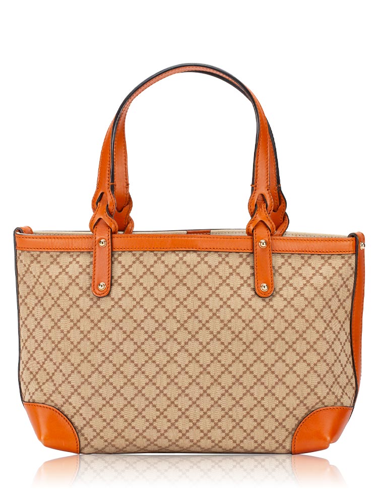 Canvas Diamante Craft Small Tote Beige Orange