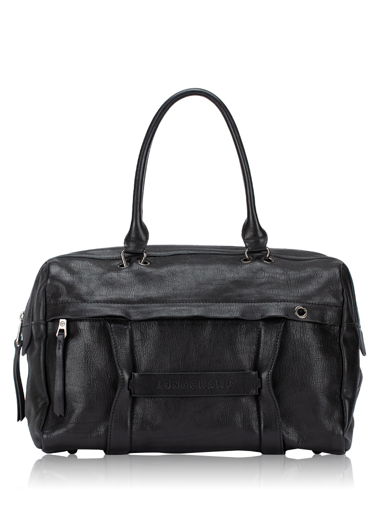 3D Leather Duffle Bag Black