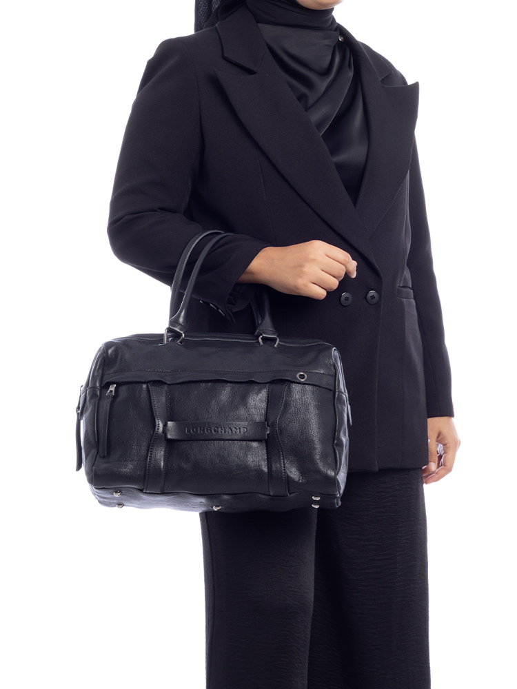 3D Leather Duffle Bag Black