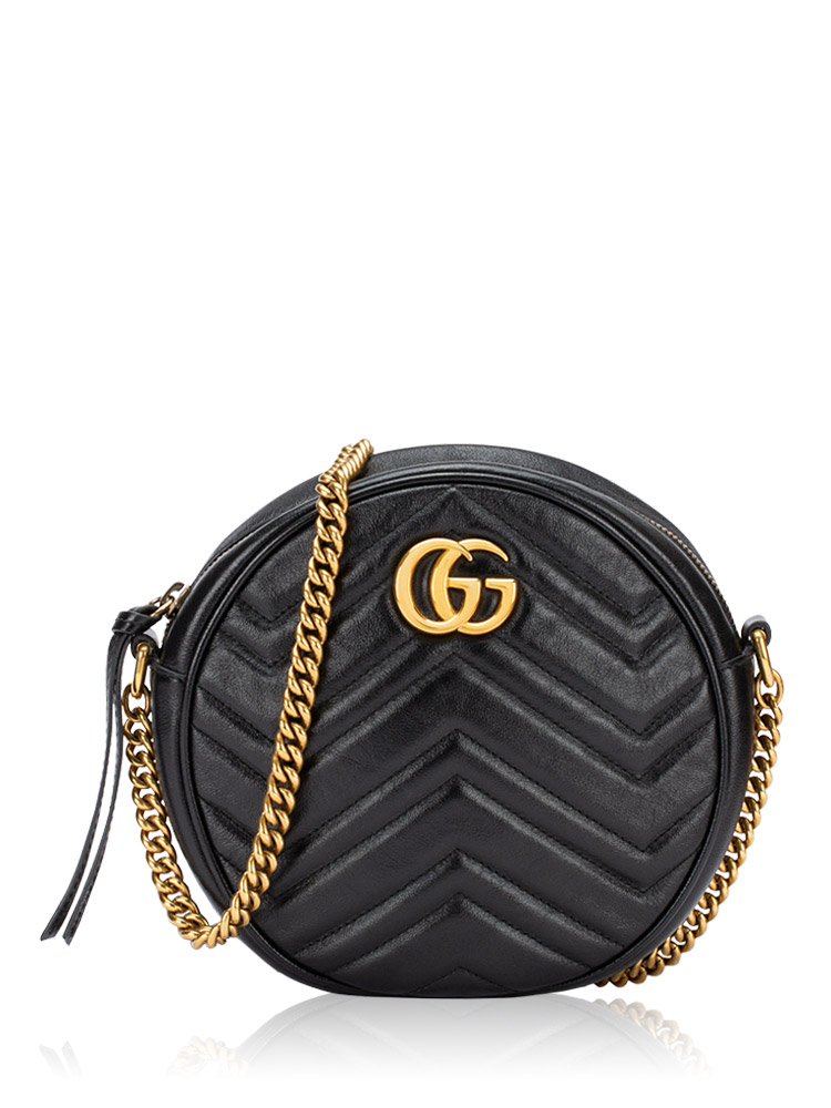 GG Marmont Matelasse Round Mini Shoulder Bag Black