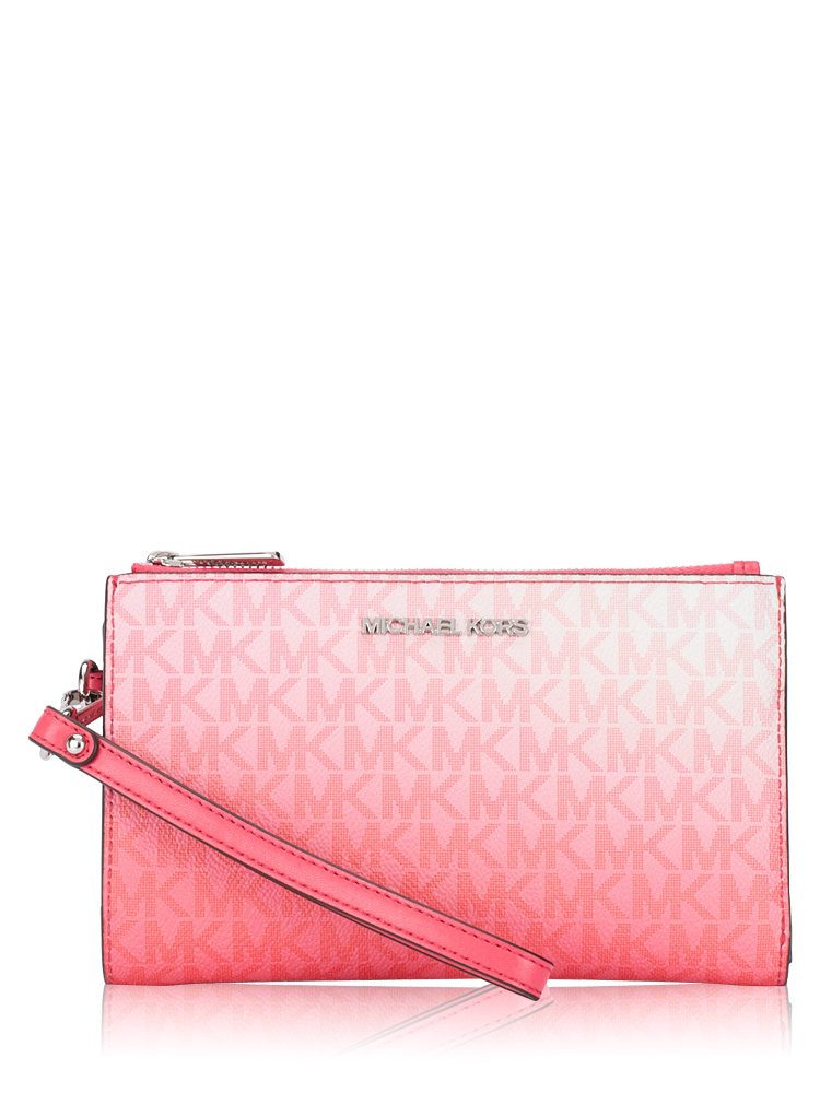 Signature Jet Set Ombré Large Double Zip Wristlet Hisbicus Multi