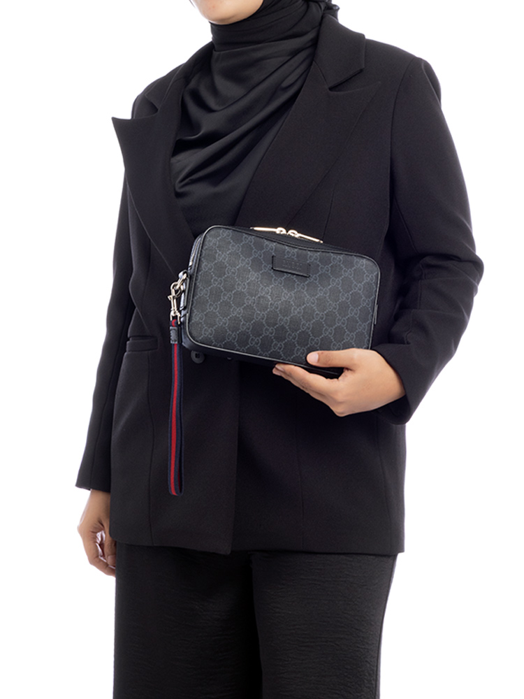 GG Supreme Web Wrist Pouch Black