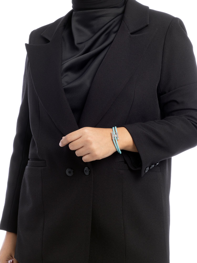 Swift Cord Tournis Tresse Double Wrap Bracelet Bleu Atoll