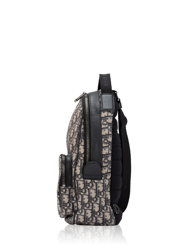 Oblique Rider Sling Bag Beige Black