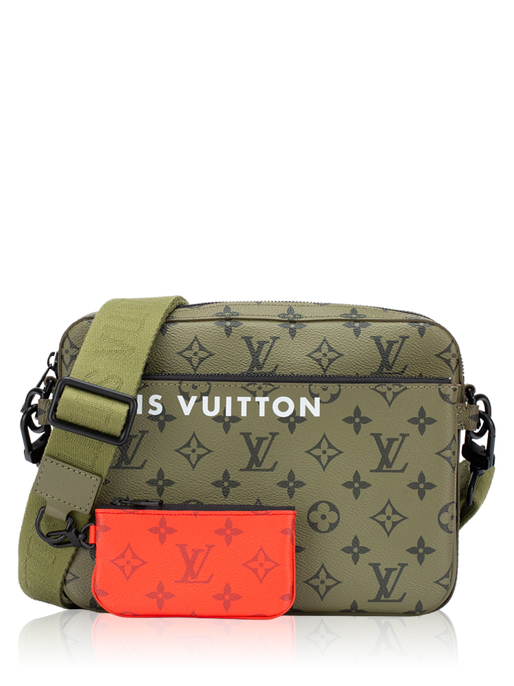 Monogram Trio Messenger Khaki Vermillion