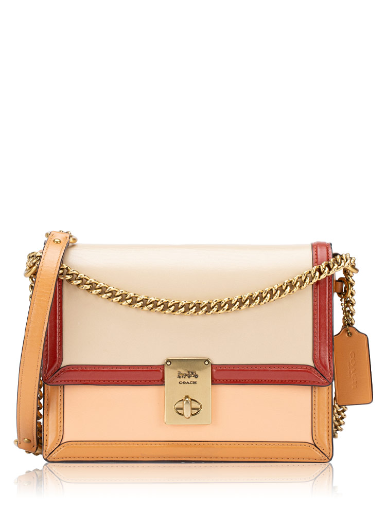 89070 Colorblock Hutton Shoulder Bag Taupe Ginger Multi
