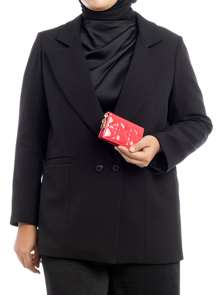 Patent Cannage Lady Dior Card Wallet Warm Fuchsia