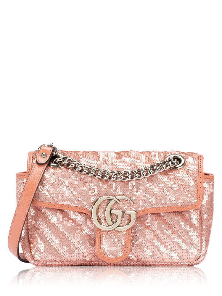 GG Marmont Sequin Matelasse Mini Shoulder Bag Pink
