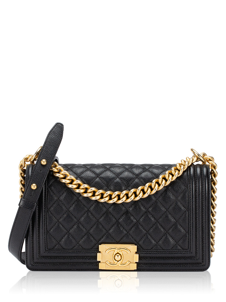 Caviar Medium Boy Flap Bag Black