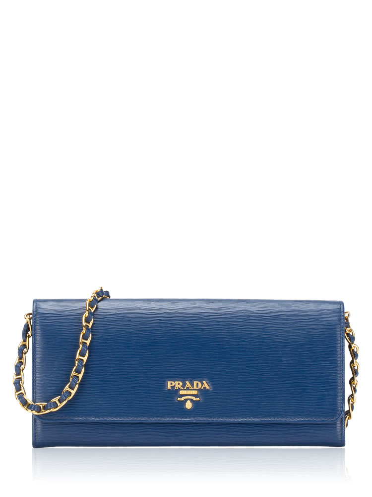 Vitello Move Metal Chain Wallet Bluette