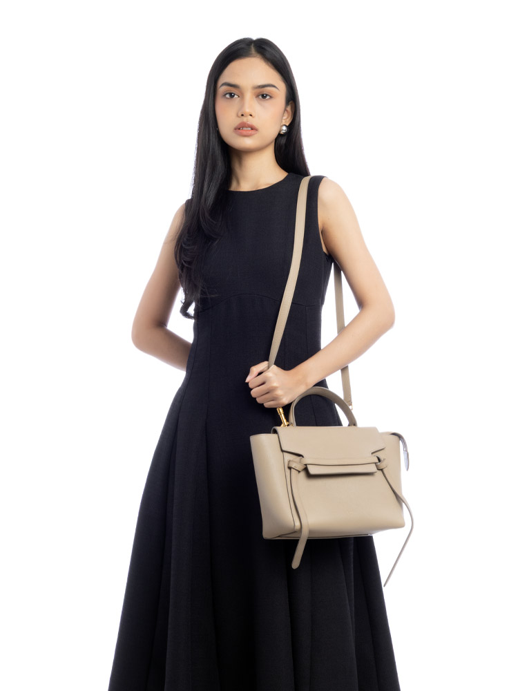 Grained Calfskin Micro Belt Bag Light Taupe