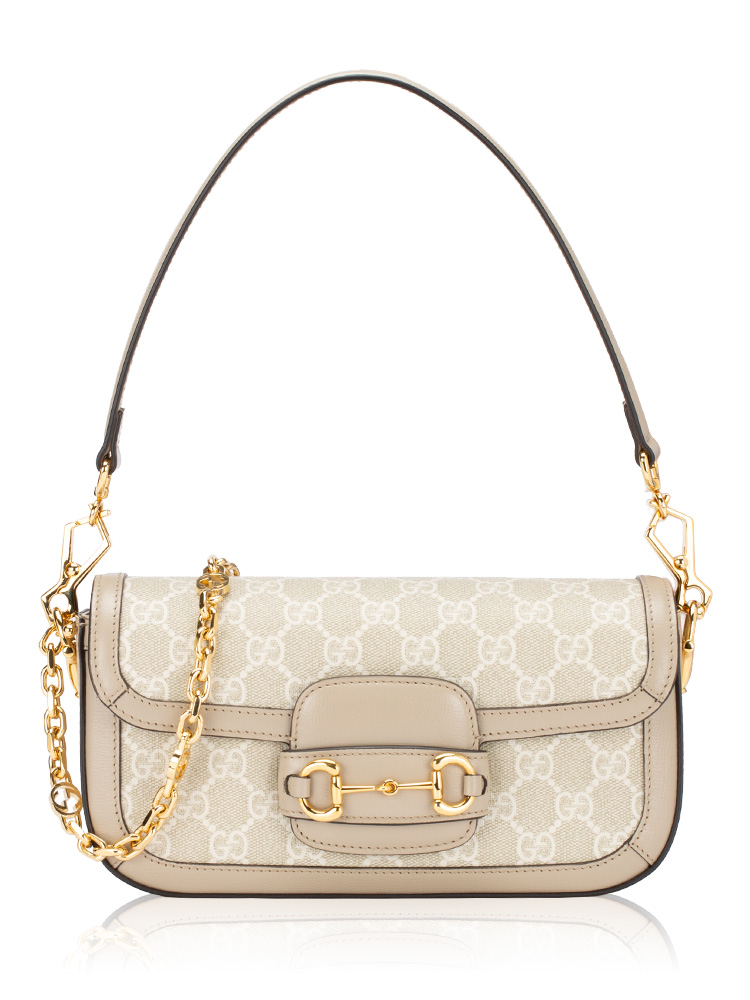 GG Supreme Horsebit 1955 Small Shoulder Bag Beige Mystic White