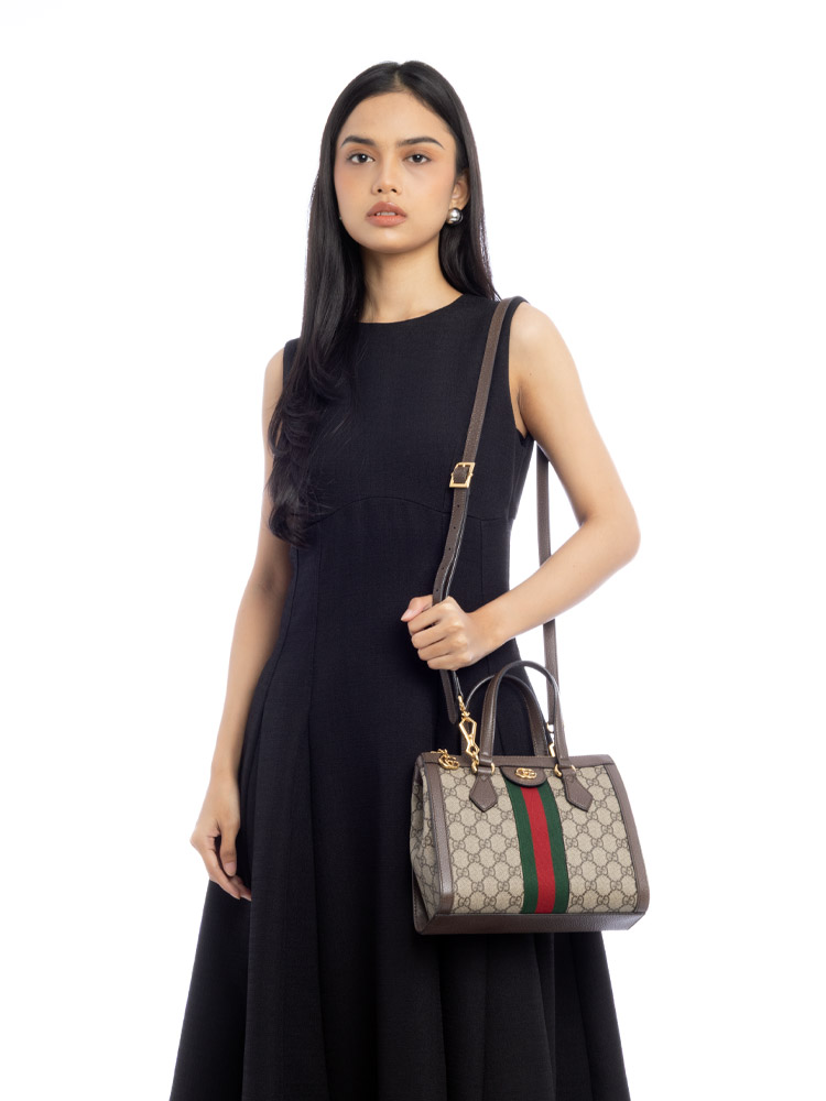 GG Supreme Ophidia Small Tote Beige Ebony