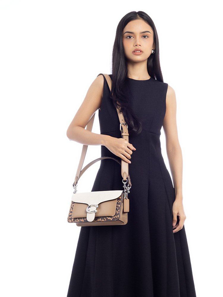 89972 Colorblock Snakeskin Tabby 26 Shoulder Bag Taupe Multi