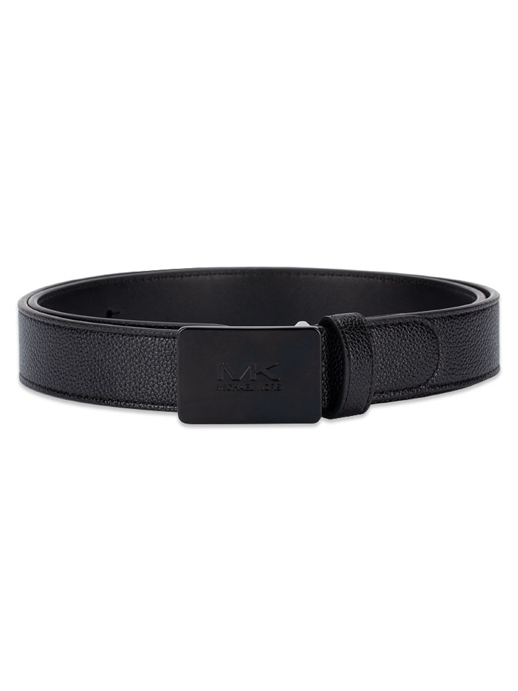 Men Leather Plaque 31mm Belt Black