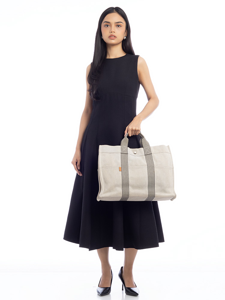 Toile Fourre Tout MM Ecru Black