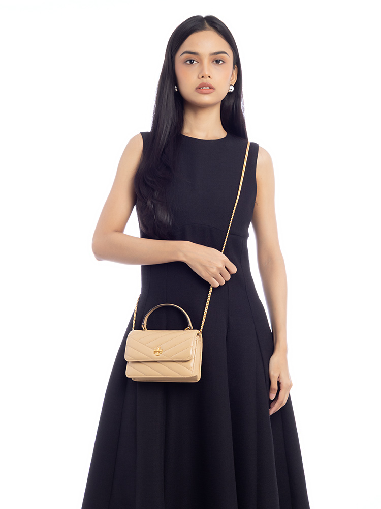 Kira Chevron Top Handle Chain Wallet Desert Dune