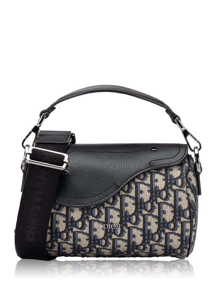 Oblique Roller Mini Saddle Bag With Strap Beige Black