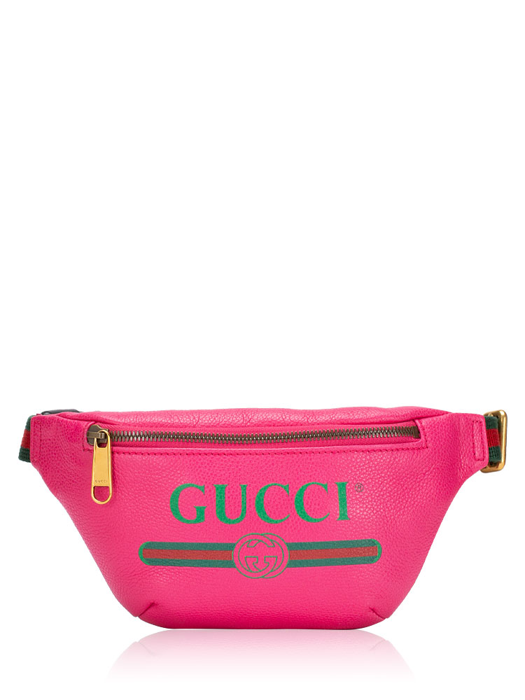 Grained Calfskin Logo Small Belt Bag Pink Green