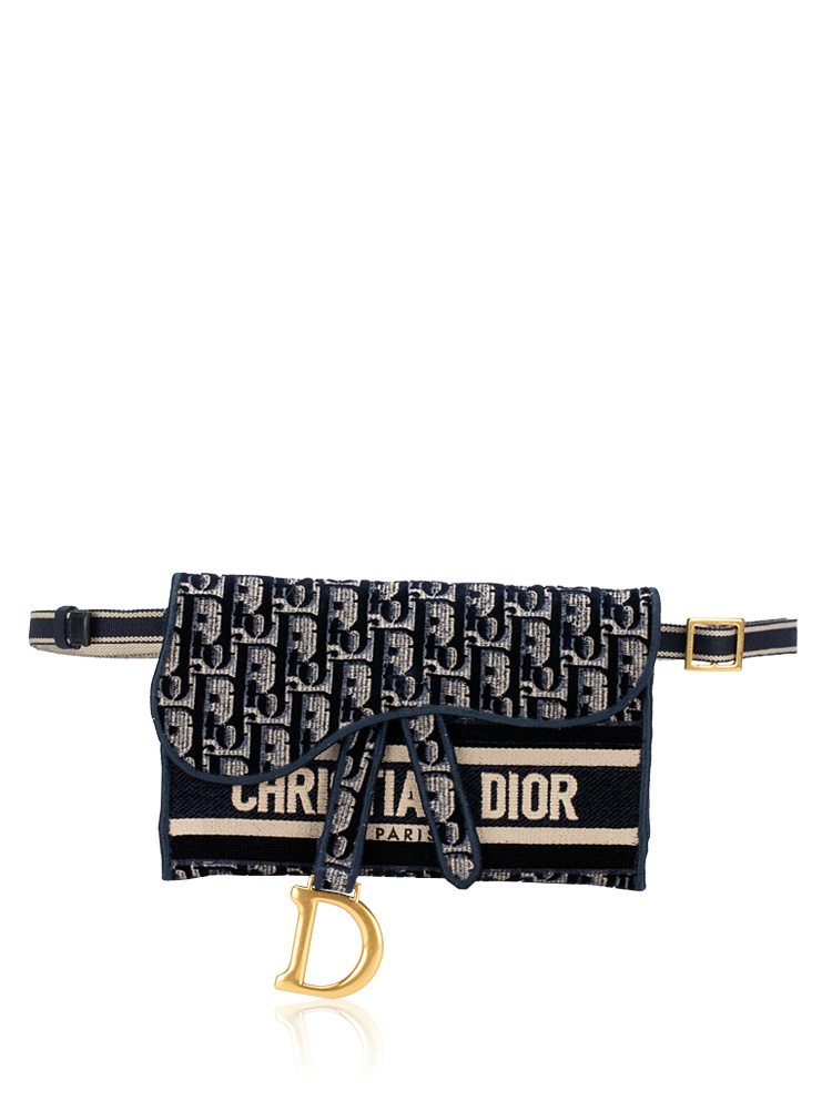 Oblique Slim Saddle Pouch with Strap Blue