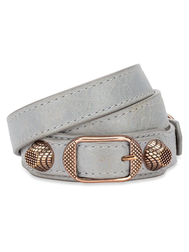 Rose Gold Triple Tour Bracelet Gris Ciment Sz M