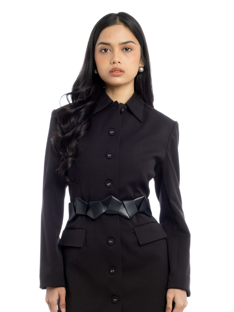 Calfskin Braided Belt Nero Sz 90