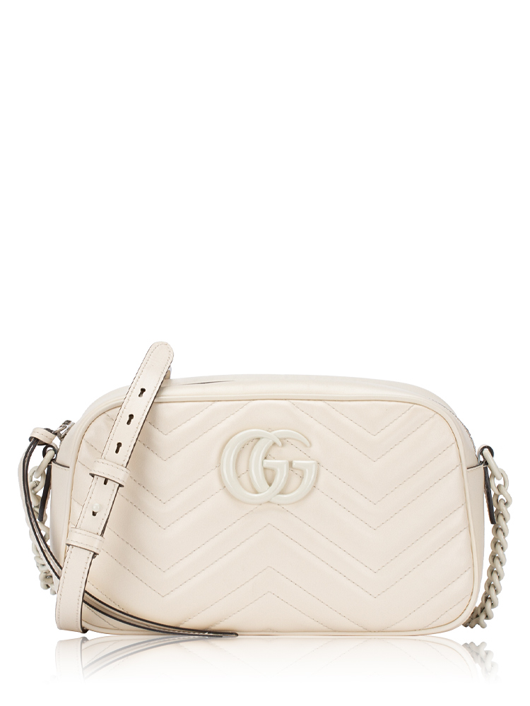 GG Marmont Matelasse Monochrome Small Camera Bag Mystic White