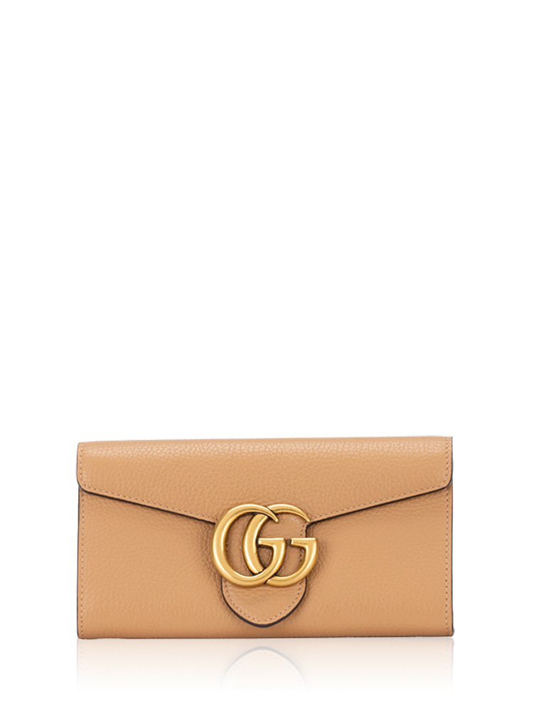 Calfskin GG Marmont Continental Wallet Beige