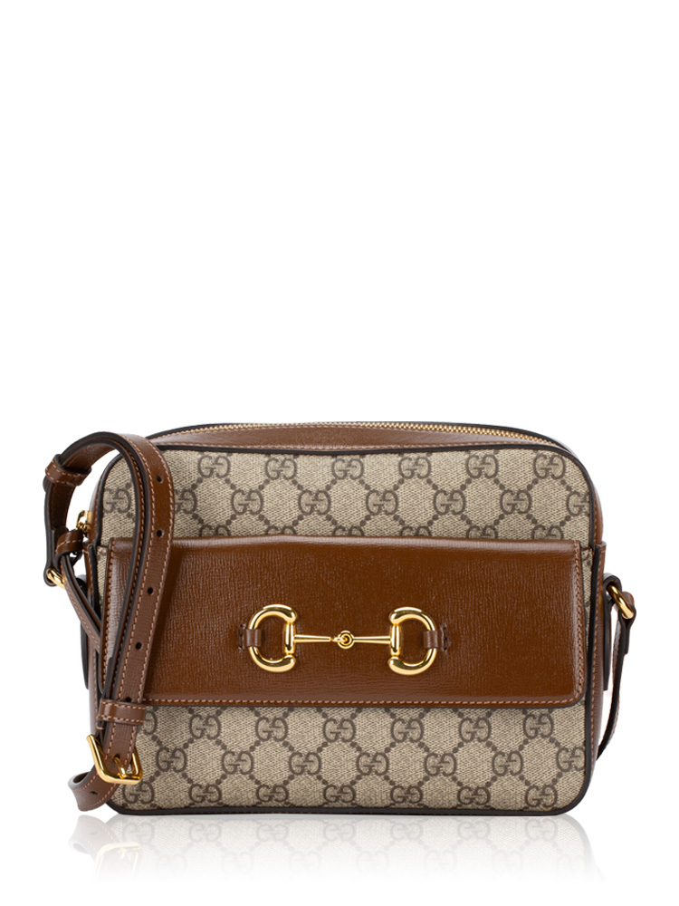 GG Supreme Horsebit 1955 Small Shoulder Bag Beige Ebony