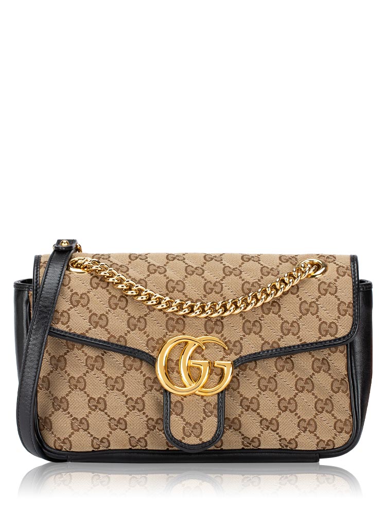 Canvas Matelasse GG Marmont Small Shoulder Bag Beige Black