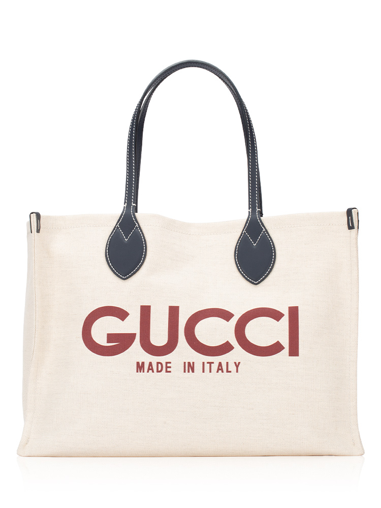 Canvas Logo Medium Tote Beige Blue