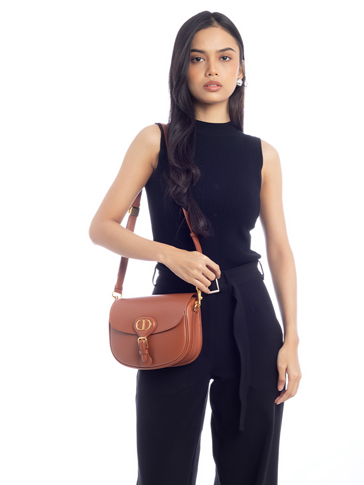 Box Calfskin Bobby Medium Shoulder Bag Dark Tan