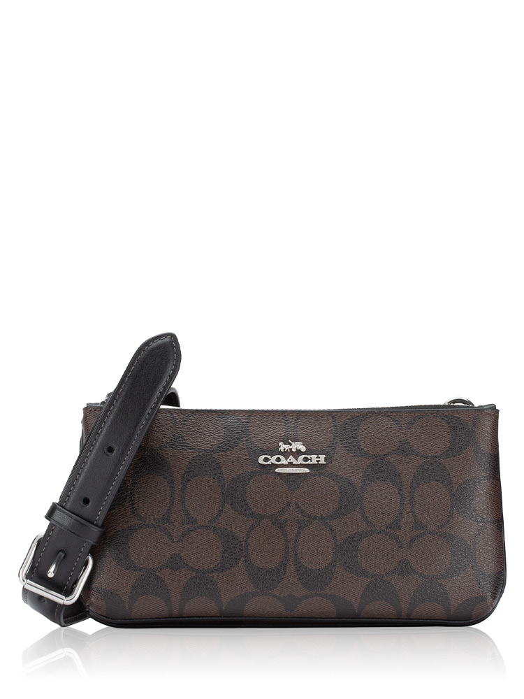 CJ790 Signature Double Zip Crossbody Brown Black