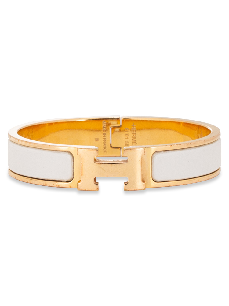 Enamel Narrow Clic Clac H Bracelet PM Blanc