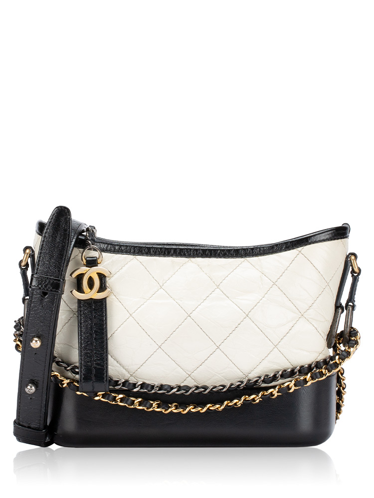 Aged Calfskin Gabrielle Small Hobo White Black