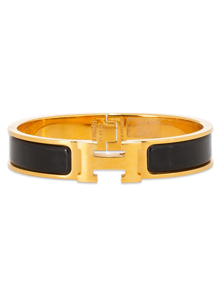 Enamel Narrow Clic Clac H Bracelet PM Noir