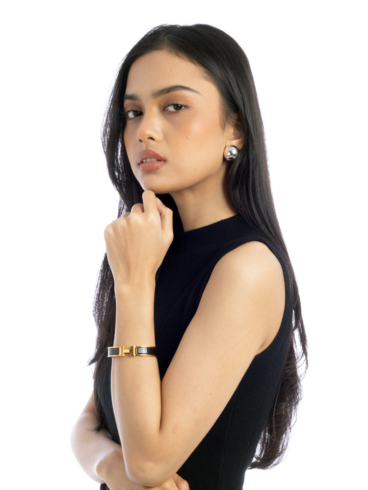 Enamel Narrow Clic Clac H Bracelet PM Noir