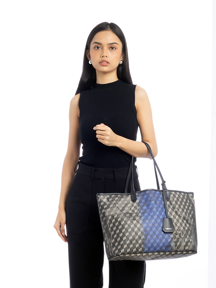 Cheval Small Shopper Black Blue Racing