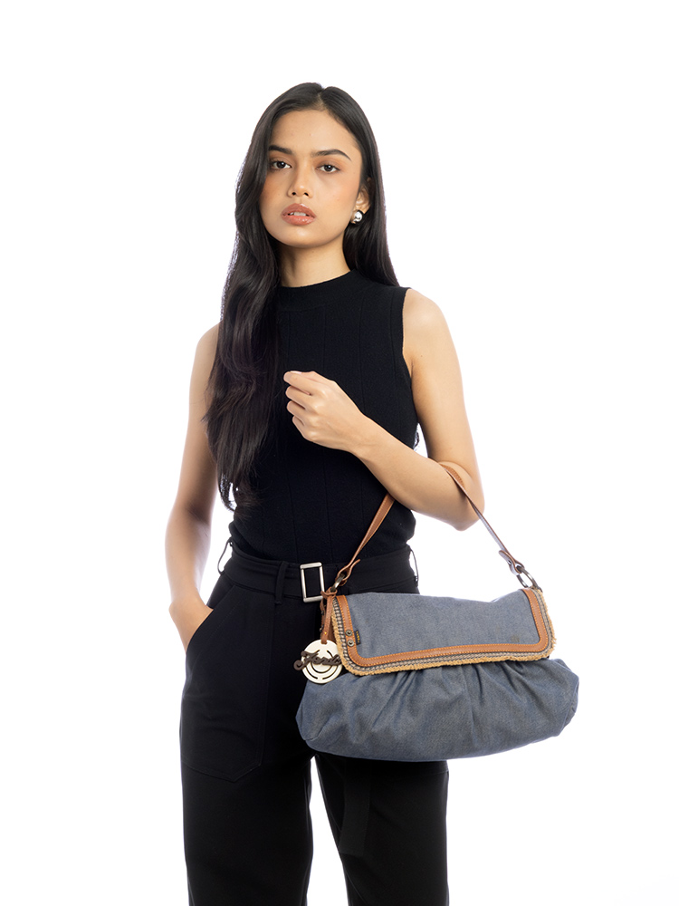 Denim Chef Medium Shoulder Bag Blue