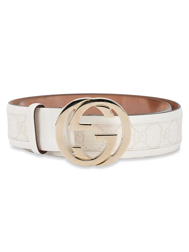 Coated Canvas Interlocking G 38mm Belt White Sz 85