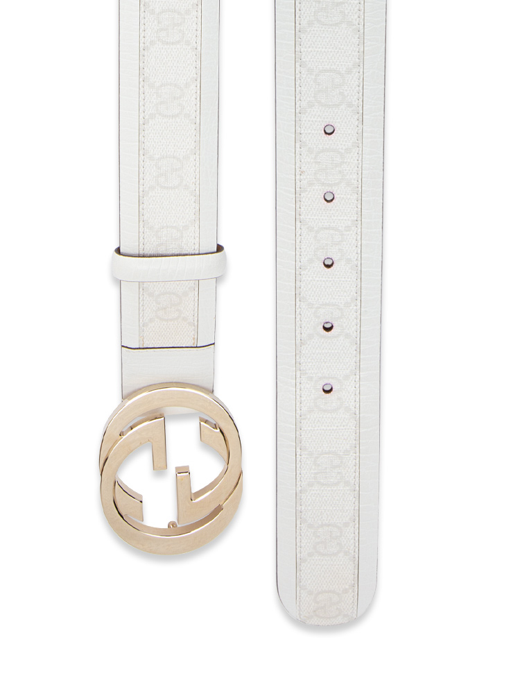 Coated Canvas Interlocking G 38mm Belt White Sz 85