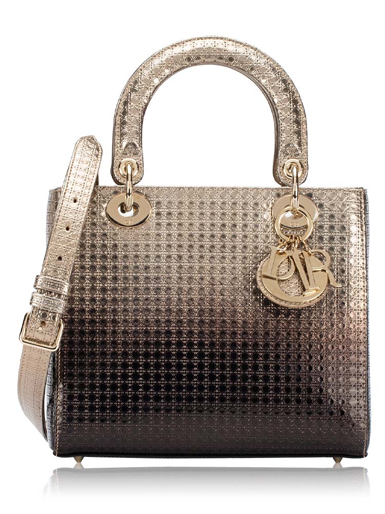 Patent Micro-Cannage Gradient Medium Lady Dior Bronze Gold
