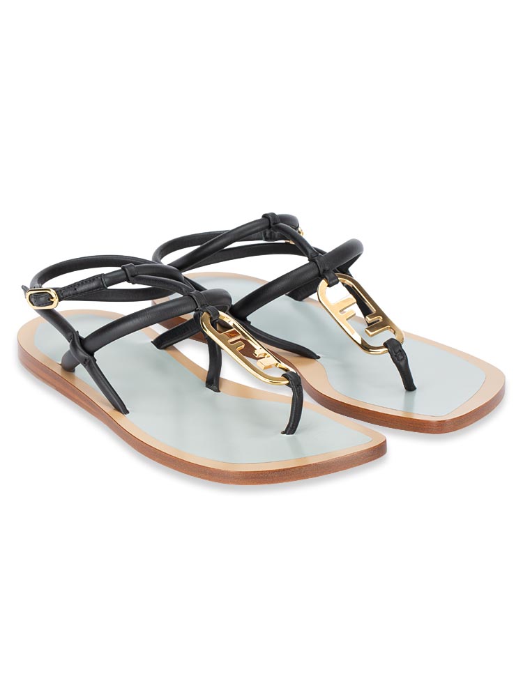 Nappa O'Lock Gladiator Flat Sandals Nero Sz 38